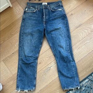 Agolde Vintage Wash High-Rise Straight Jeans - Blue